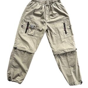 Cargo Pants Utility Parachute Style Beige Zipper Leg Women’s Size 42 Y2K